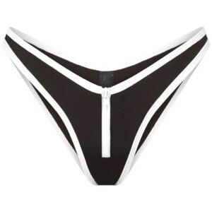 SKIMS Sporty Zipper Swim Dipped Tanga Bottom in Onyx